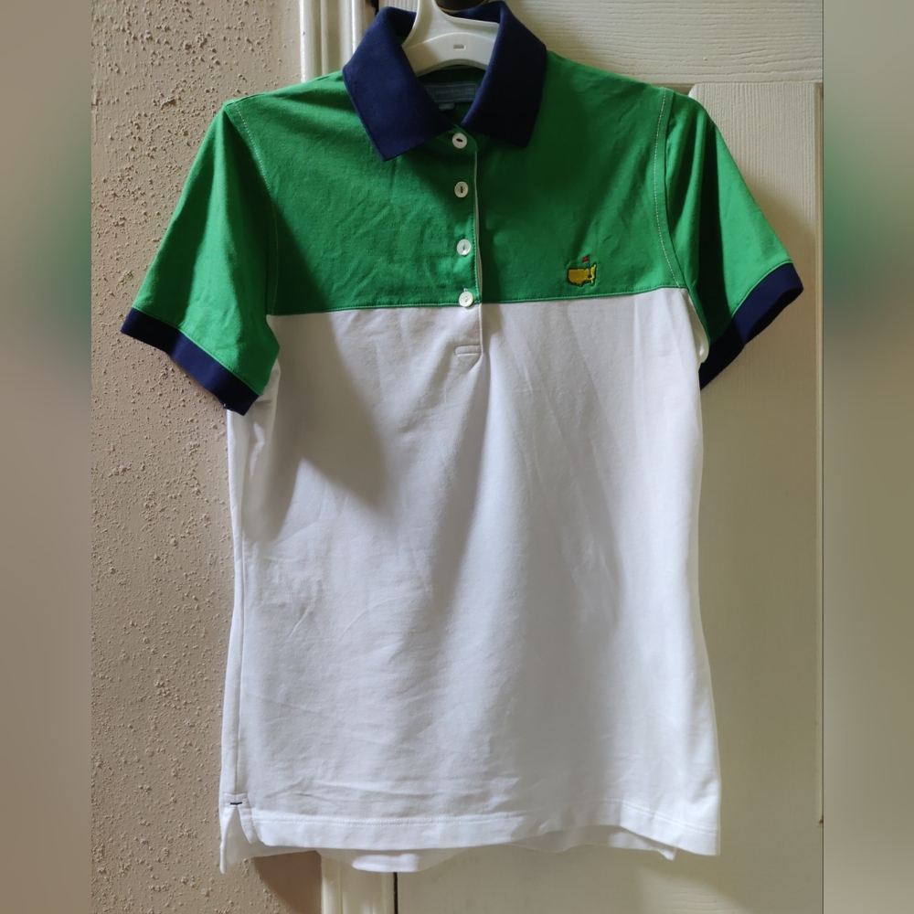 Masters Magnolia Lane Golf Women's Polo Green White Navy Blue XS NWOT HTF